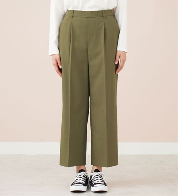 BELLUNA（ベルーナ）の「サラリ美脚見え！タック使いワイドパンツ（ワイドパンツ・ガウチョ）」｜詳細画像