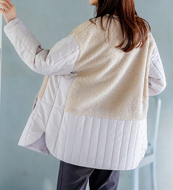 BELLUNA（ベルーナ）の「ボア切替キルトデザインミドル丈コート（ハーフコート）」｜詳細画像