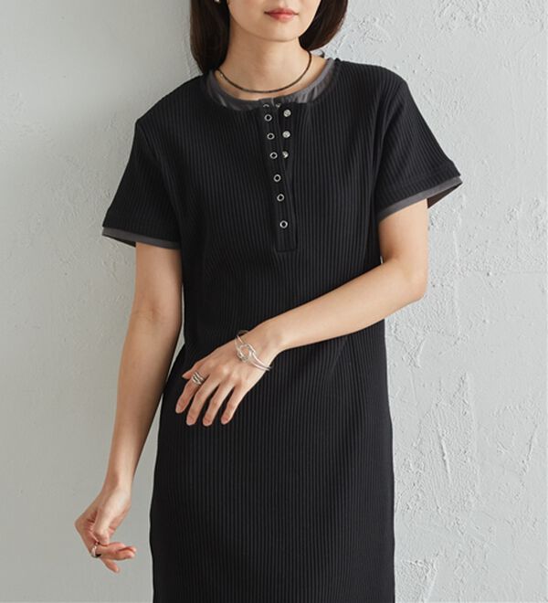 RANAN（ラナン）の「レイヤードヘンリーネックリブワンピース（カットソーワンピース）」｜詳細画像