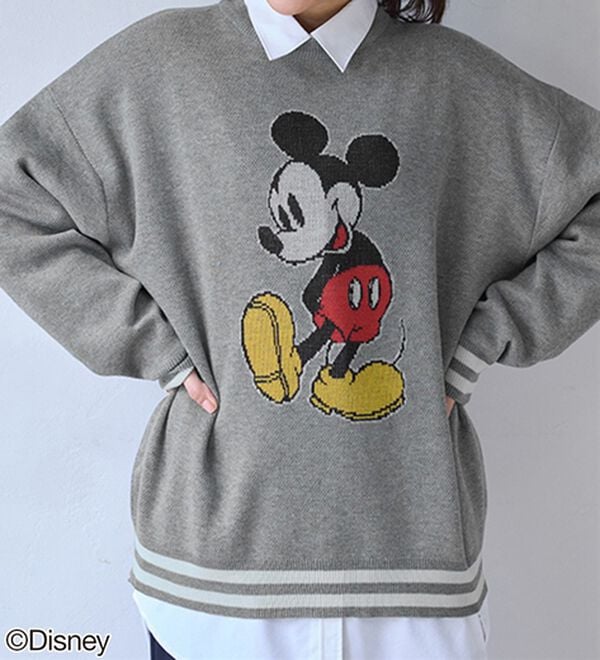 BELLUNA（ベルーナ）の「＜Ｄｉｓｎｅｙ＞【ミッキー】ジャカードゆったりセーター（ニット・セーター）」｜杢グレー