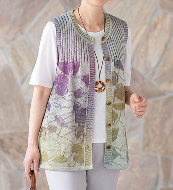 ルフラン（ルフラン）の「日本製かすりサマーニットベスト（ベスト）」｜パープル系