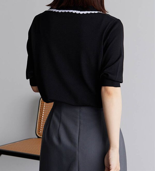 RANAN（ラナン）の「衿レースデザインサマーニット（ニット・セーター）」｜詳細画像