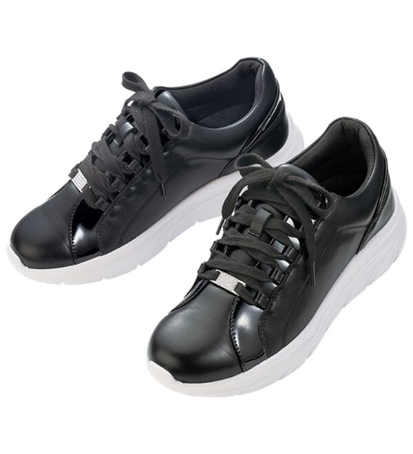 ルフラン（ルフラン）の「４Ｅエナメル切替美脚見せスニーカー（スニーカー）」｜ブラック