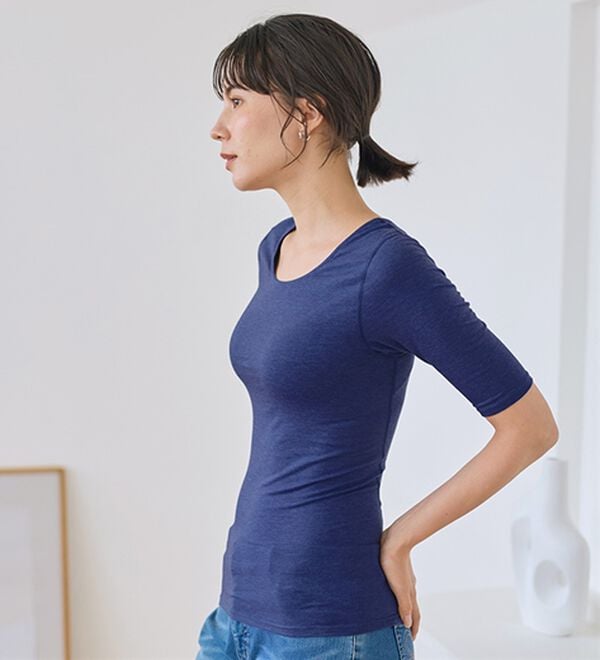 LAVIENNE（ラヴィエンヌ）の「肩に効く！猫背をケアする綿混インナー（肌着・インナーウェア）」｜詳細画像