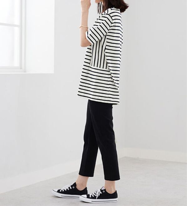 BELLUNA（ベルーナ）の「サイドポケット使いボーダー柄チュニック（チュニック）」｜詳細画像