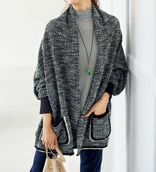 BELLUNA（ベルーナ）の「温度調整にも！アウター代わりにさっと羽織れるツイード調カーディガン（その他カーディガン）」｜詳細画像