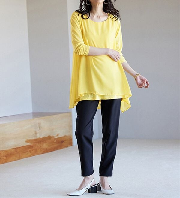 RANAN（ラナン）の「異素材切替フレアーチュニック（チュニック）」｜詳細画像