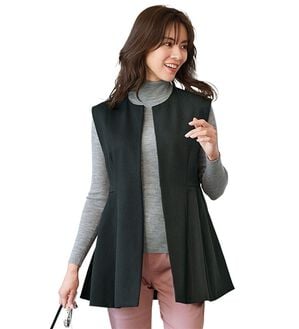 BELLUNA（ベルーナ）の「コーデを引き締める！杢調素材ペプラム切替ベスト（ベスト）」｜黒