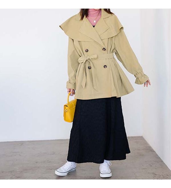 GeeRA（ジーラ）の「ポンチョデザイントレンチ風コート（ハーフコート）」｜詳細画像