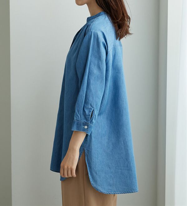 BELLUNA（ベルーナ）の「やわらかデニム素材シャツチュニック（チュニック）」｜詳細画像