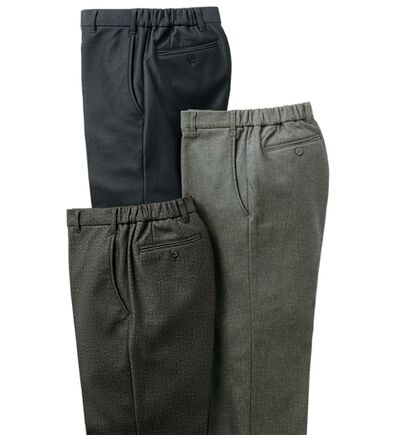 「【３本組】裏フリース暖かシャーリングスラックス（メンズフルレングスパンツ）」