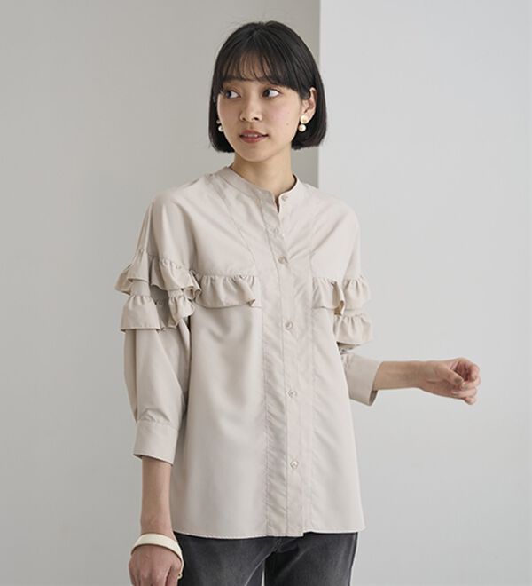 BELLUNA（ベルーナ）の「シャカ伸び！はっ水ティアードフリルブラウス（ブラウス）」｜詳細画像