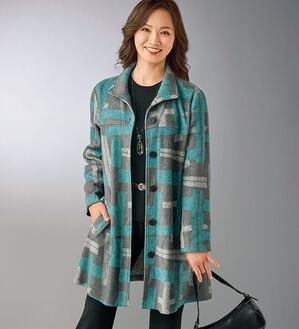 BELLUNA（ベルーナ）の「起毛素材幾何柄デザインコート（ハーフコート）」｜詳細画像