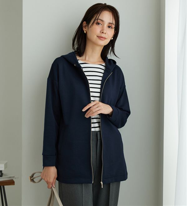 BELLUNA（ベルーナ）の「フードデザインとろみ素材ジップアップパーカー（パーカー）」｜詳細画像