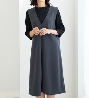 BELLUNA（ベルーナ）の「【2点セット】ジャカードプルオーバー＆ジャンスカセット（アンサンブル）」｜チャコール系