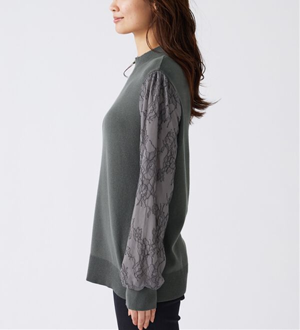 BELLUNA（ベルーナ）の「袖レースデザインニットプルオーバー（ニット・セーター）」｜詳細画像