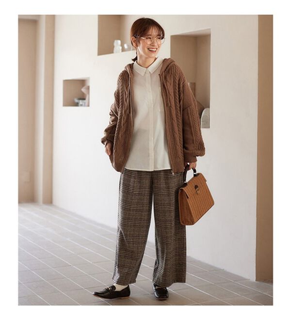 Viola e Viola（ヴィオラ エ ヴィオラ）の「ゆるストレートチェックパンツ（ワイドパンツ・ガウチョ）」｜詳細画像