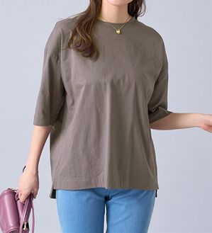 BELLUNA（ベルーナ）の「ひんやリッチコットン大人のゆったりプルオーバー（カットソー）」｜チャコール