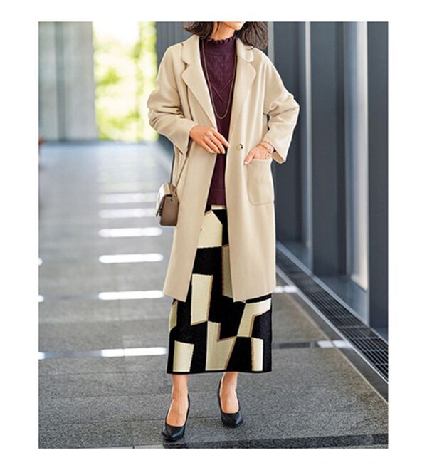 BELLUNA（ベルーナ）の「幾何柄ジャカードニットスカート（ロングスカート）」｜詳細画像