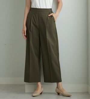 BELLUNA（ベルーナ）の「【ヨコストレッチ・紫外線カット・選べる2丈】サラもちライト快適ワイドパンツ（ワイドパンツ・ガウチョ）」｜カーキ