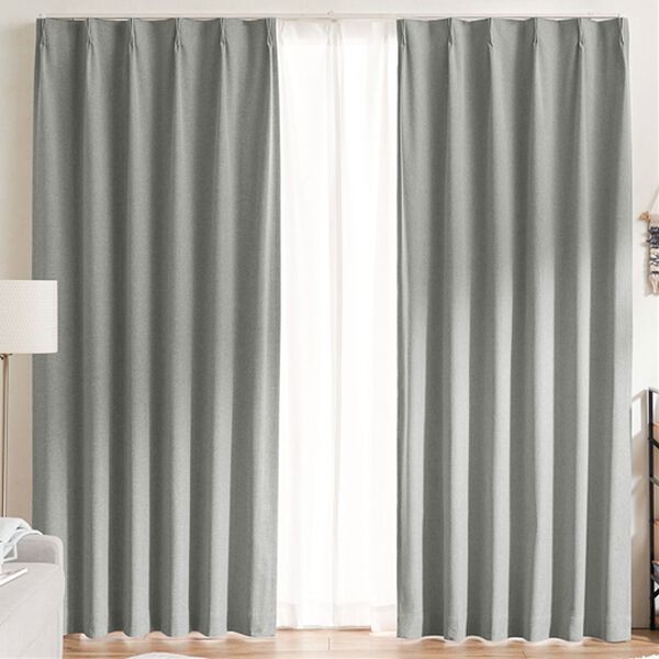 iellio（イエリオ）の「１００％遮光＆防音＆断熱保温ＵＶ見えにくいレース付カーテンセット＜４枚組・遮光１級・無地・洗える・形状記憶＞（ドレープカーテン）」｜杢グレー