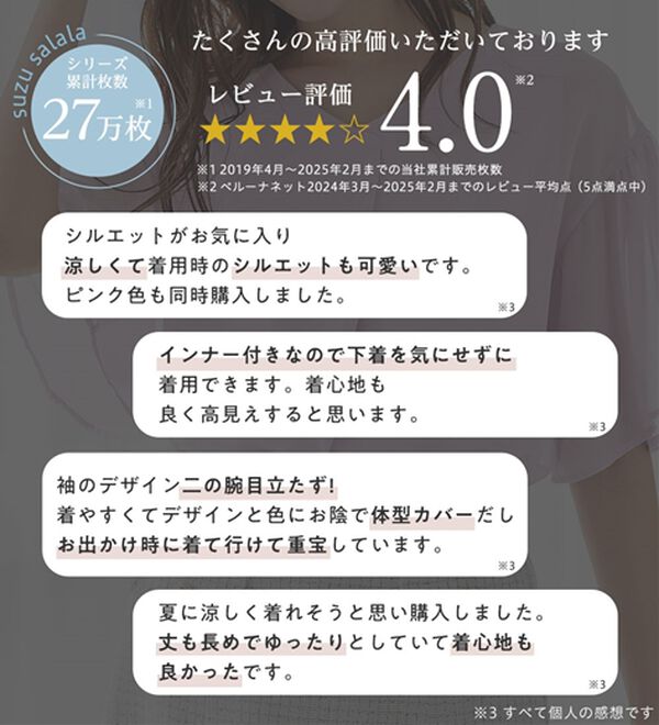 alotta（アロッタ）の「【接触冷感】インナー付フレアー袖タックブラウス（ブラウス）」｜詳細画像