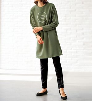 BELLUNA（ベルーナ）の「＜ＥＬＬＥ　Ａｃｔｉｖｅ＞あったかチュニックワンピセットアップ（セットアップ）」｜オリーブ系