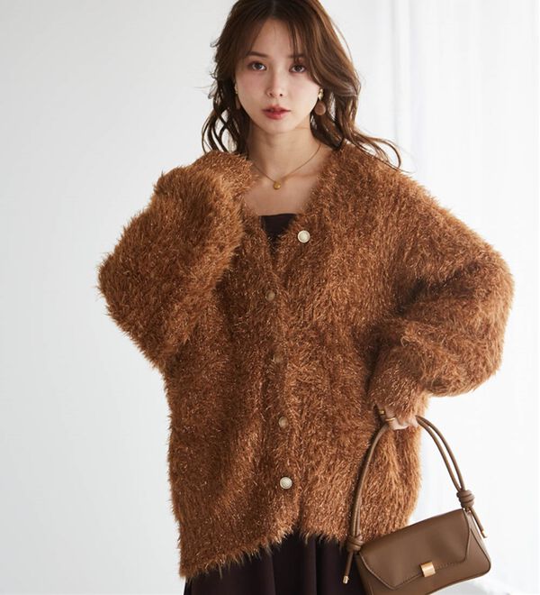 RANAN（ラナン）の「ラメ2WAYシャギーニットカーディガン（ニットカーディガン）」｜詳細画像