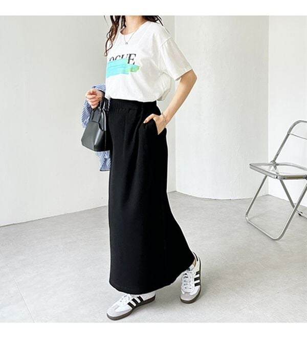 GeeRA（ジーラ）の「【着回し力◎】楽ちんすっきり見え！リブロングスカート（ロングスカート）」｜詳細画像