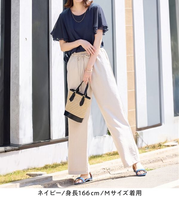 Viola e Viola（ヴィオラ エ ヴィオラ）の「【５つの機能付】袖シフォンゆるＴシャツ（Tシャツ）」｜詳細画像