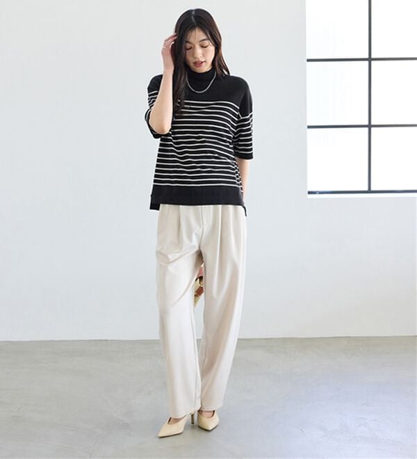 BELLUNA（ベルーナ）の「Ｔシャツが苦手な方に！ひんやり綿混ニットＴ【選べるデザイン】（ニット・セーター）」｜詳細画像