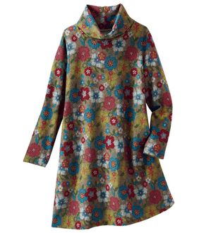 BELLUNA（ベルーナ）の「起毛素材花柄プリントチュニック（チュニックワンピース）」｜ベージュ系