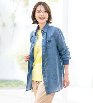 ルフラン（ルフラン）の「夏にも着られる！透けデニムシャツ（シャツ）」｜インディゴ