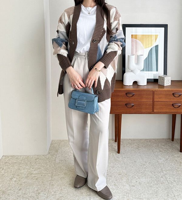 GeeRA（ジーラ）の「アーガイルニットカーディガン（ニットカーディガン）」｜詳細画像