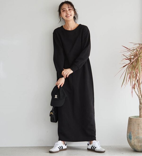 選べる2丈】裏起毛シンプルバックスリットワンピース - ベルーナ【公式】