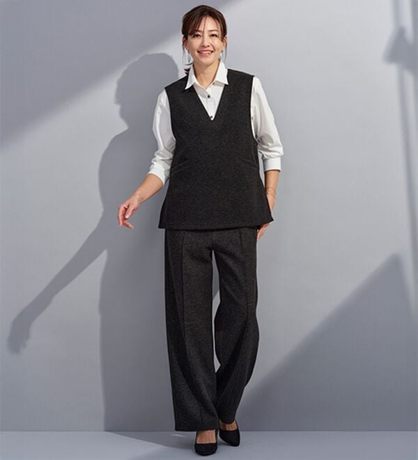 BELLUNA（ベルーナ）の「【セットアップ対応】ウールライク素材Ｖネックべスト（ベスト）」｜詳細画像