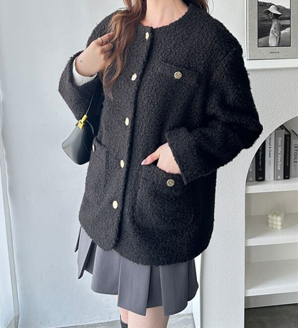 GeeRA（ジーラ）の「リングウールライク金ボタンジャケットコート（ハーフコート）」｜詳細画像