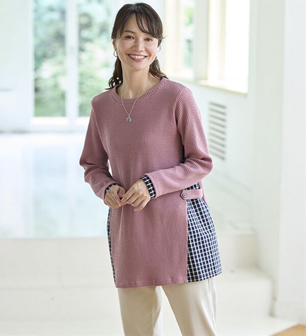 BELLUNA（ベルーナ）の「異素材重ね着風チュニック（チュニック）」｜詳細画像