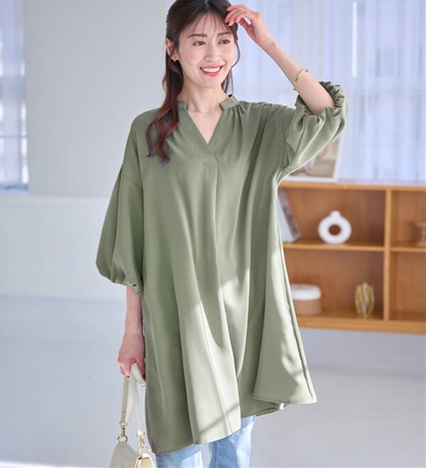 alotta（アロッタ）の「パフ袖とろみブラウスチュニックワンピース（チュニックワンピース）」｜詳細画像