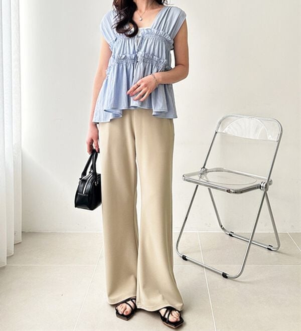 GeeRA（ジーラ）の「美脚見えカーブフレアパンツ（フルレングスパンツ）」｜詳細画像