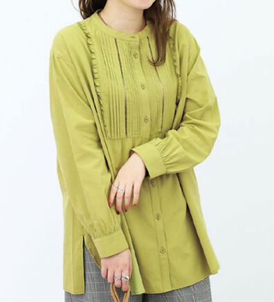 BELLUNA（ベルーナ）の「フリル使いピンタックシャツチュニック（チュニック）」