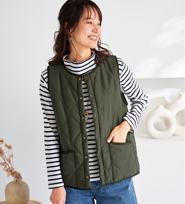 BELLUNA（ベルーナ）の「【洗える！】裏ファー素材中わたキルトベスト（ベスト）」｜詳細画像