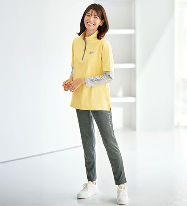 BELLUNA（ベルーナ）の「＜ＥＬＬＥ　Ａｃｔｉｖｅ＞綿タッチ裏起毛ハーフジッププルオーバー（カットソー）」｜詳細画像