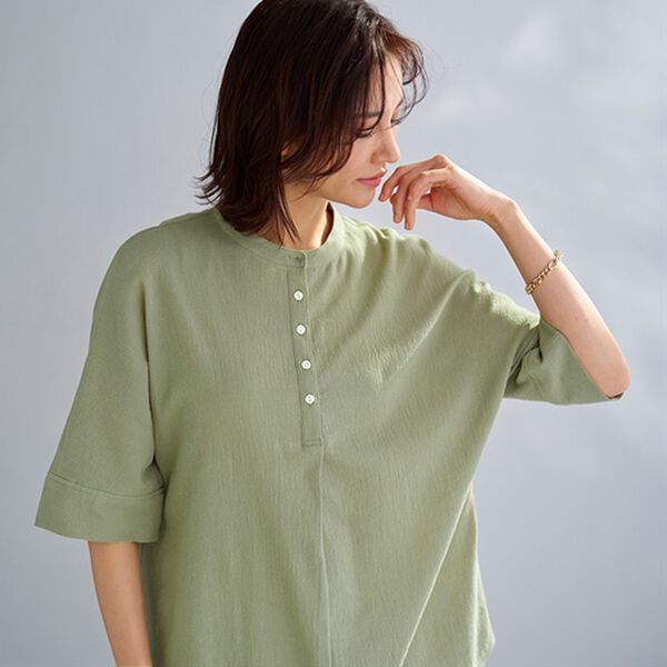 BELLUNA（ベルーナ）の「綿１００％ワッシャー素材ゆったりドルマンブラウス（ブラウス）」｜詳細画像