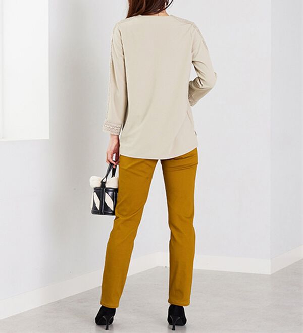 BELLUNA（ベルーナ）の「カットジョーゼット素材レース使いブラウス（カットソー）」｜詳細画像