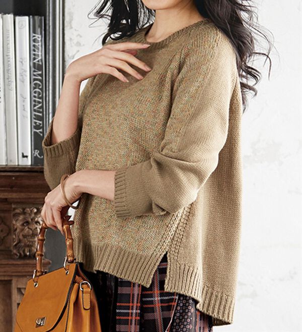 メランジニットスリットデザインセーター - ベルーナ【公式】