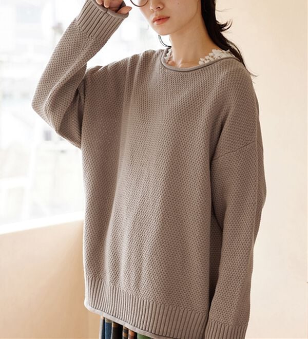 Viola e Viola（ヴィオラ エ ヴィオラ）の「【静電気防止】綿１００％鹿の子編みゆるニット（ニット・セーター）」｜詳細画像