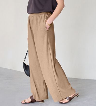 Viola e Viola（ヴィオラ エ ヴィオラ）の「【５つの機能付】丈切れる！楽ちんジャカードパンツ（ワイドパンツ・ガウチョ）」