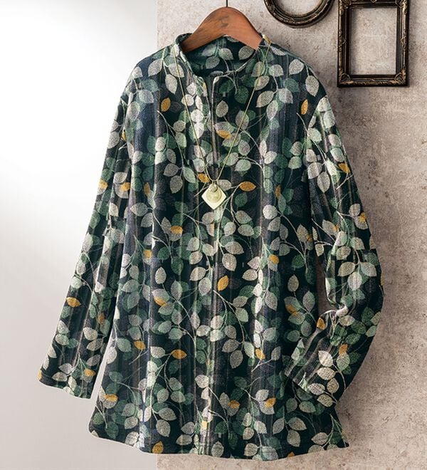 ルフラン（ルフラン）の「ファスナー仕様のニットちりめんブラウス＜麗楽～れいら～＞（ブラウス）」｜詳細画像