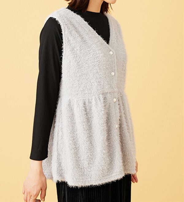 BELLUNA（ベルーナ）の「【2点セット】ラメシャギー素材ベストアンサンブル（アンサンブル）」｜詳細画像